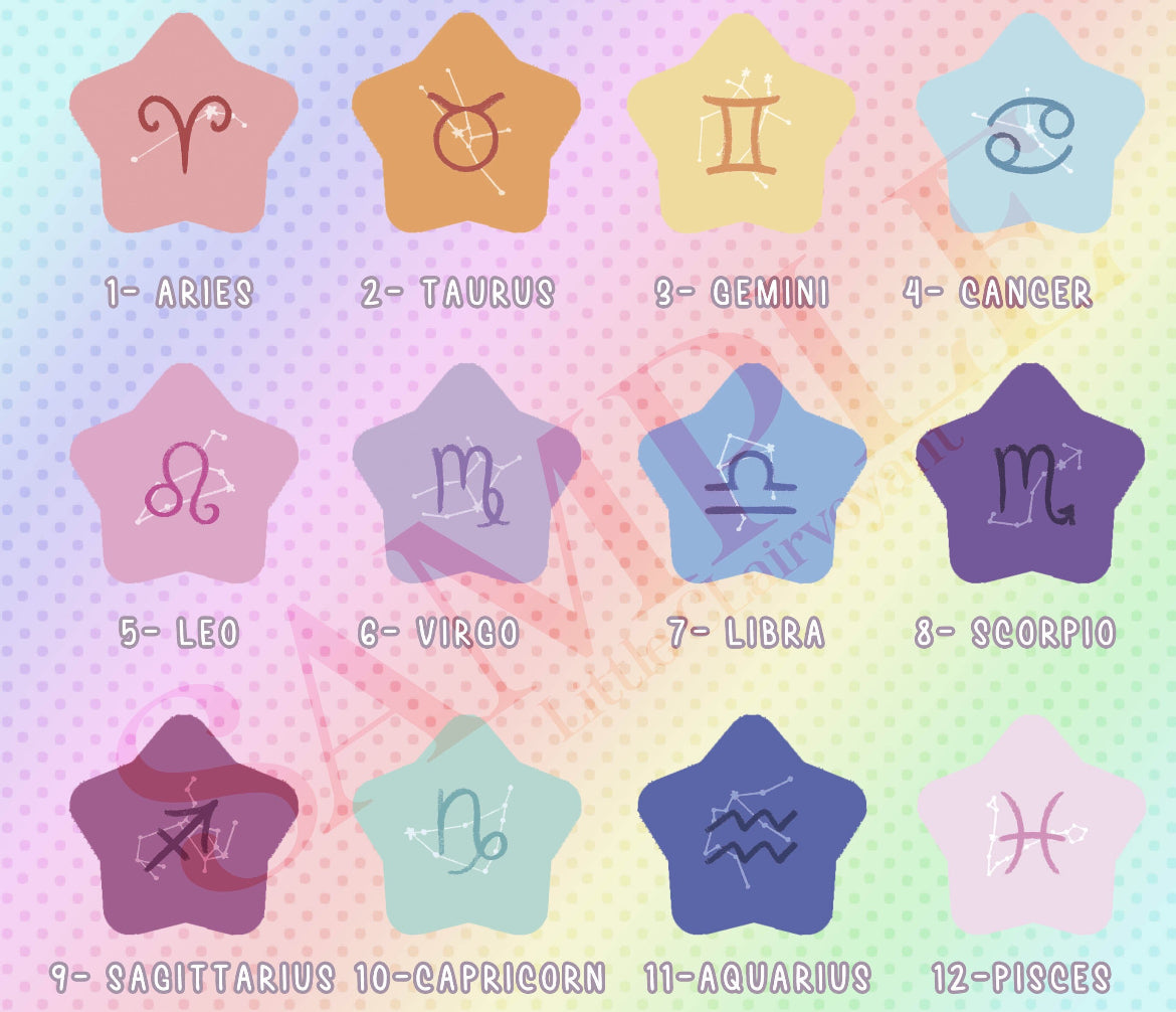 Zodiac Sign Star Shaped Buttons