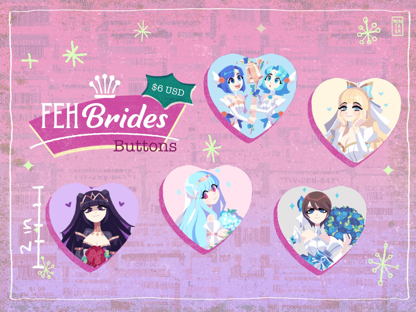 FEH Heart Shaped Bride Buttons